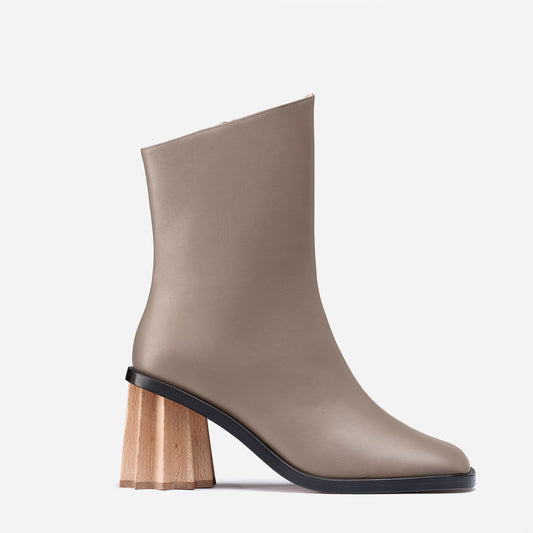 Pleated Heel Boot - Earth